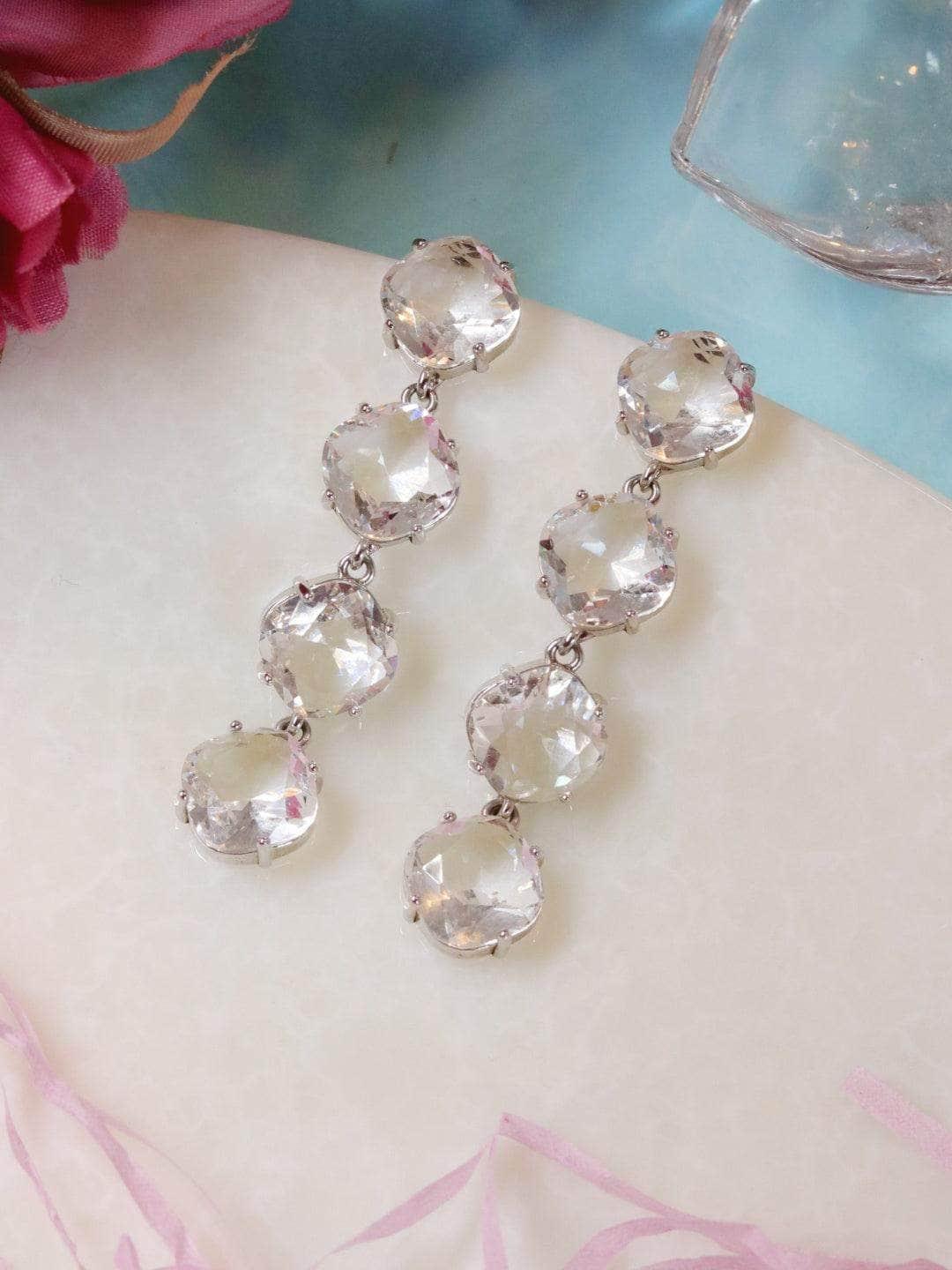 Ishhaara Sai Dhanshika In Embellish Long Earrings Silver