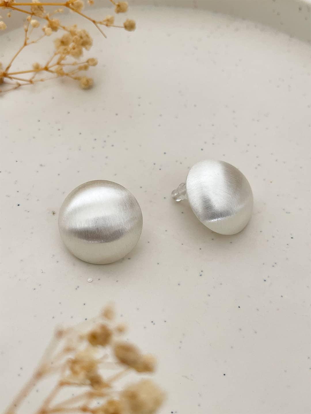 Ishhaara Silver Silver Big Dome Earrings
