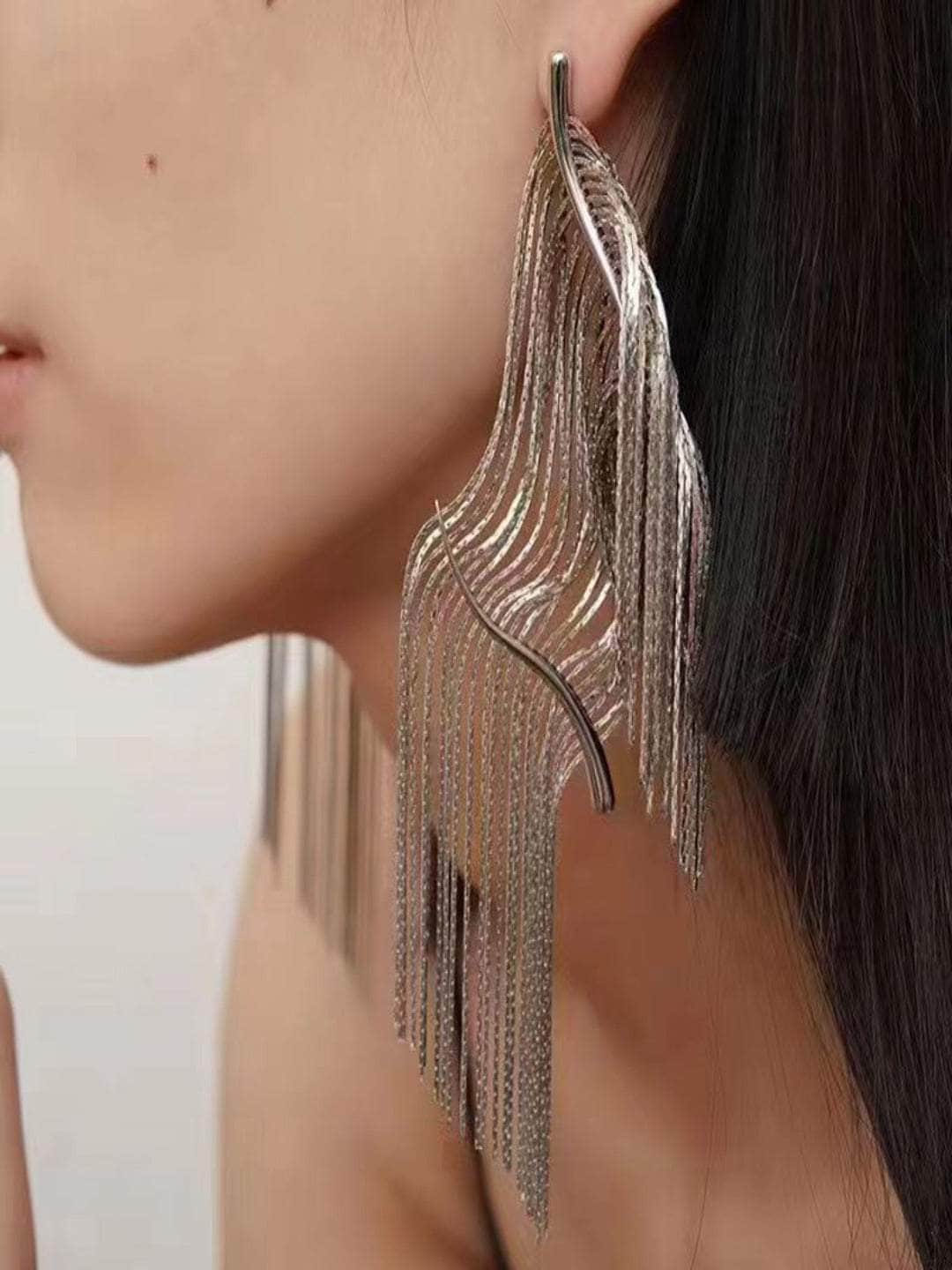 Ishhaara Silver Tassel Drop Earrings