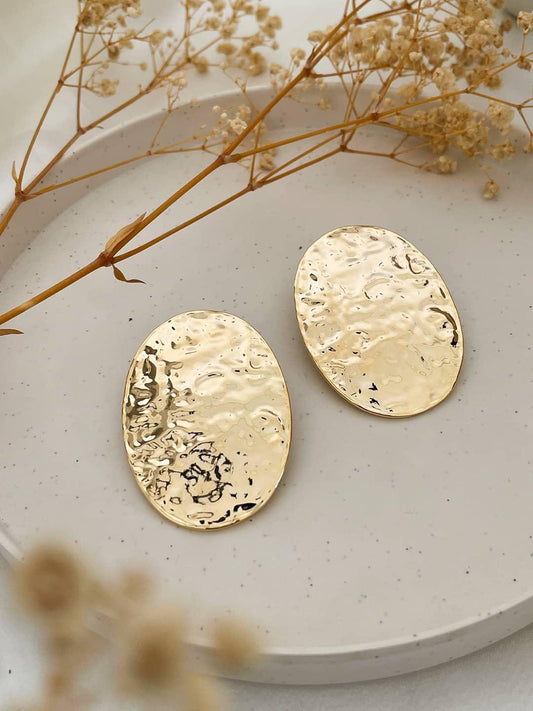 Ishhaara Simple Geometric Irregular Hammered Earrings
