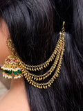 Ishhaara Simple Gold Beads Triple Layer Earchains