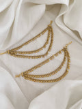 Ishhaara Simple Gold Beads Triple Layer Earchains