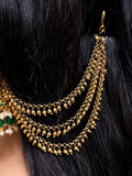 Ishhaara Simple Gold Beads Triple Layer Earchains