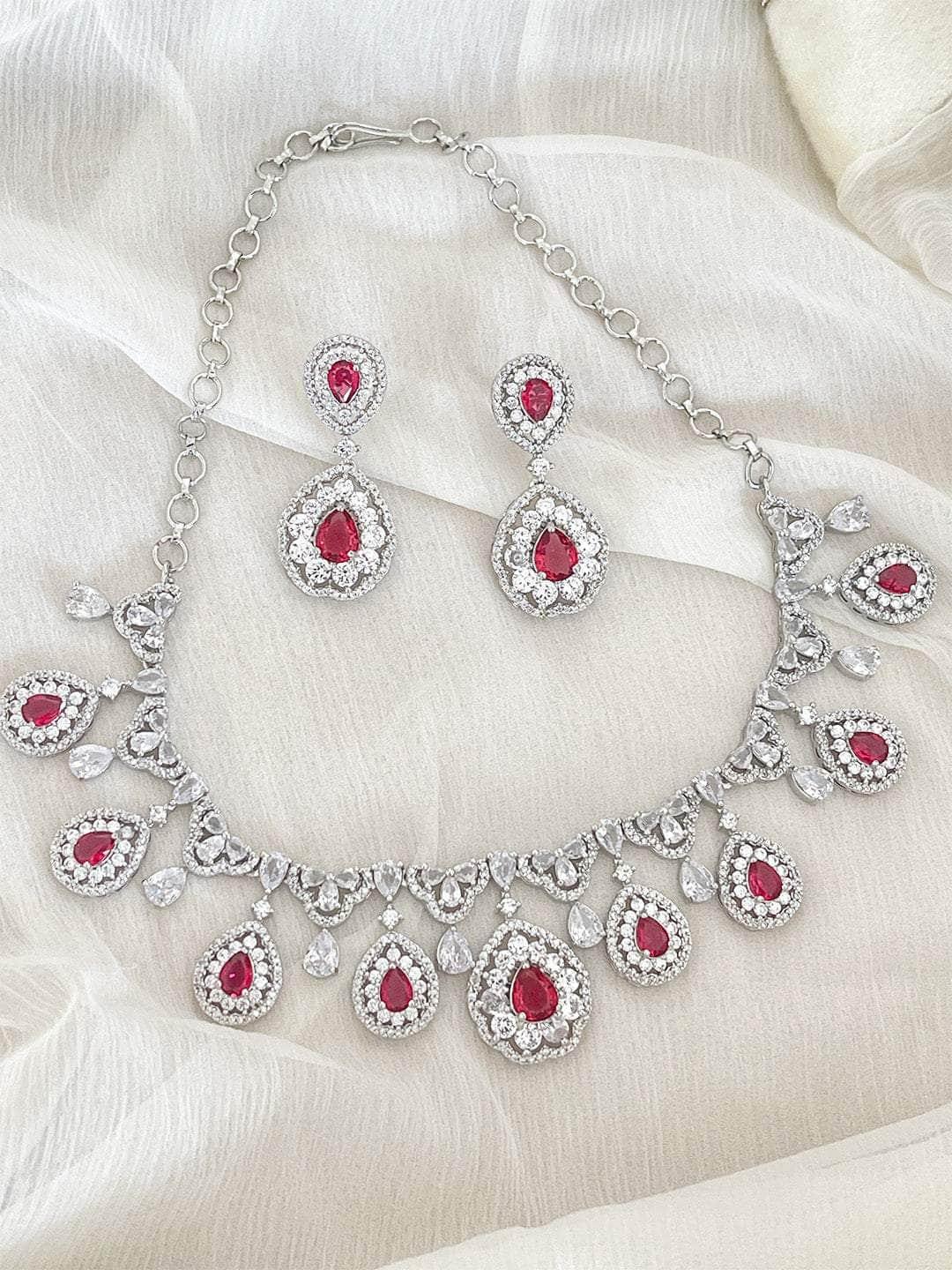 Ishhaara Single Layer Ruby And Ad Necklace