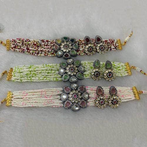Ishhaara Small Pearls Choker And Earring Set