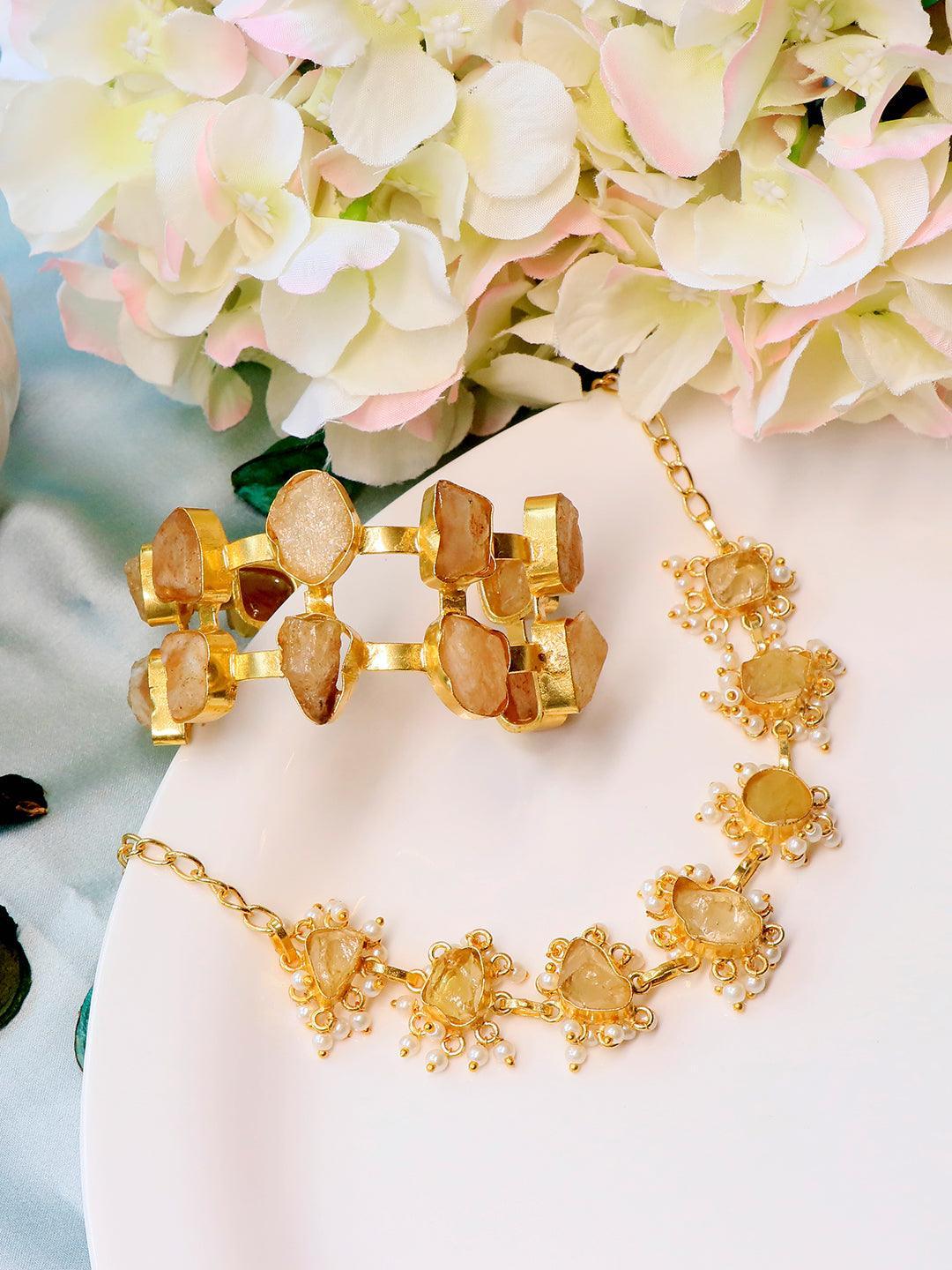 Ishhaara Smoky Quartz Choker And Handcuff Set