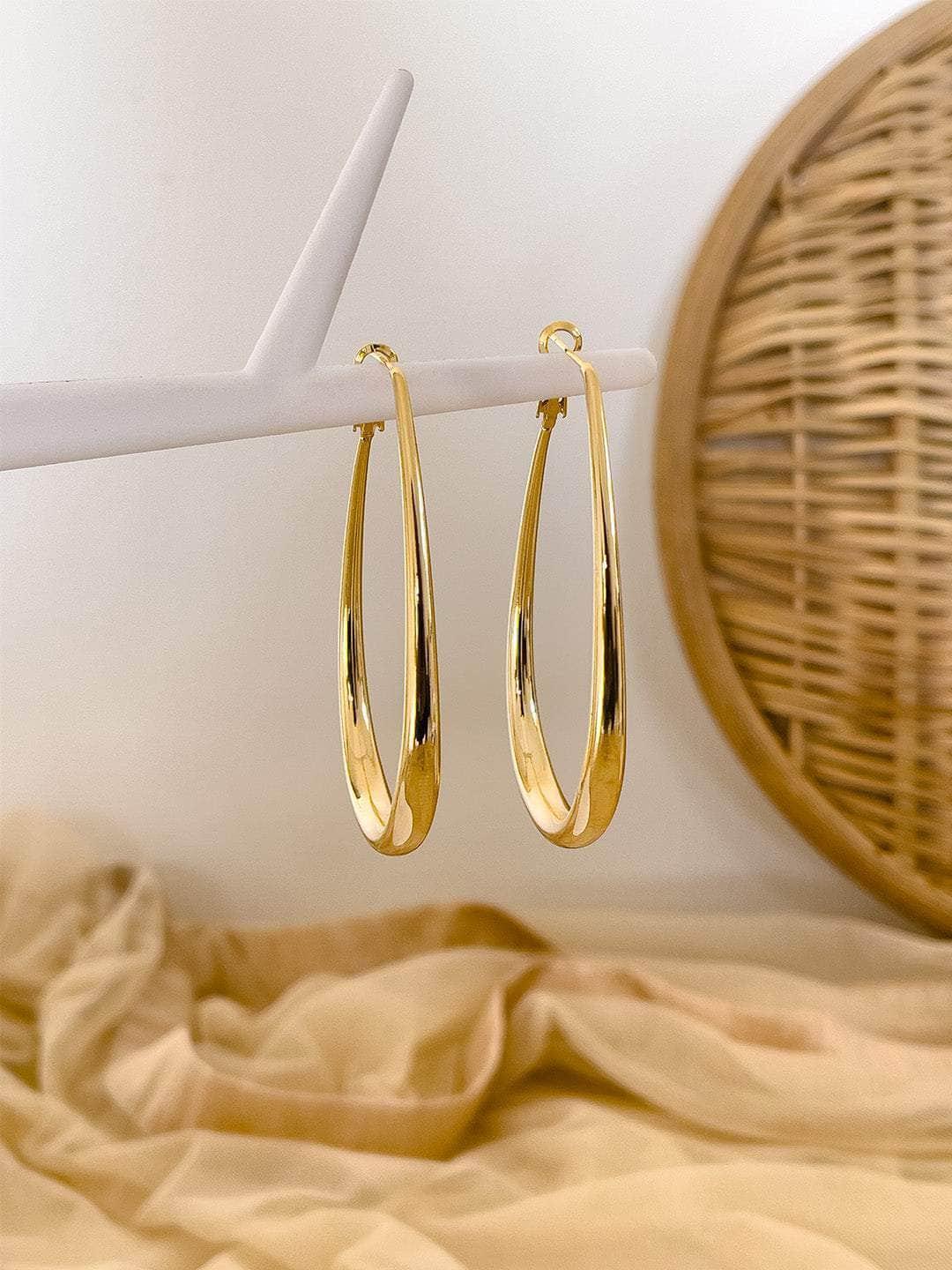 Ishhaara Smooth Teardrop Hoop Earrings