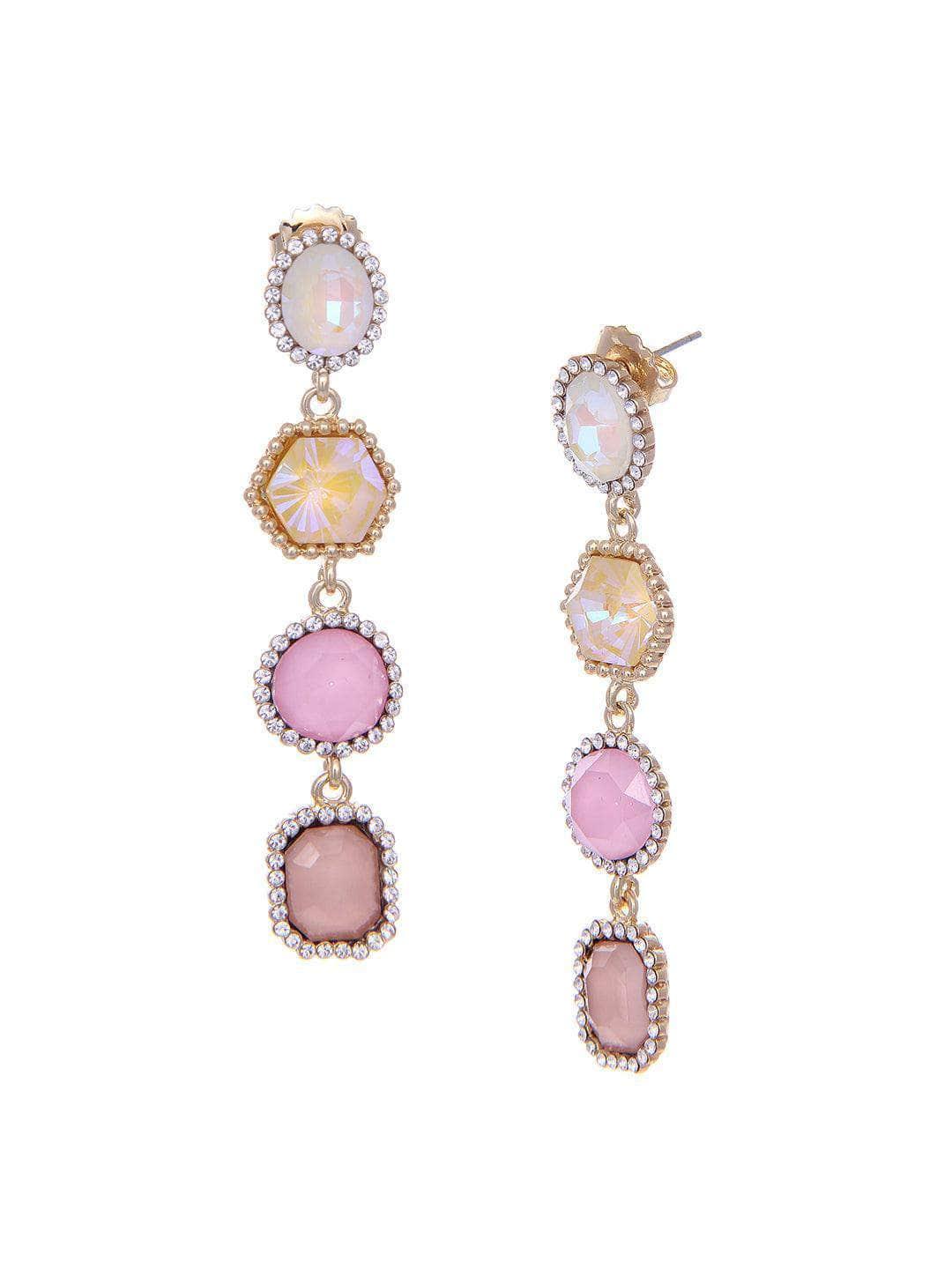 Ishhaara Sonakshi Sinha In Geometric 4 Tiered Earrings Pink