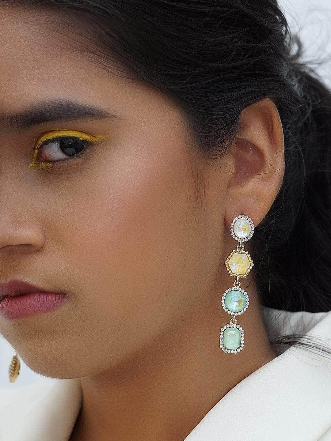Ishhaara Sonakshi Sinha In Geometric 4-tiered Earrings - Pink