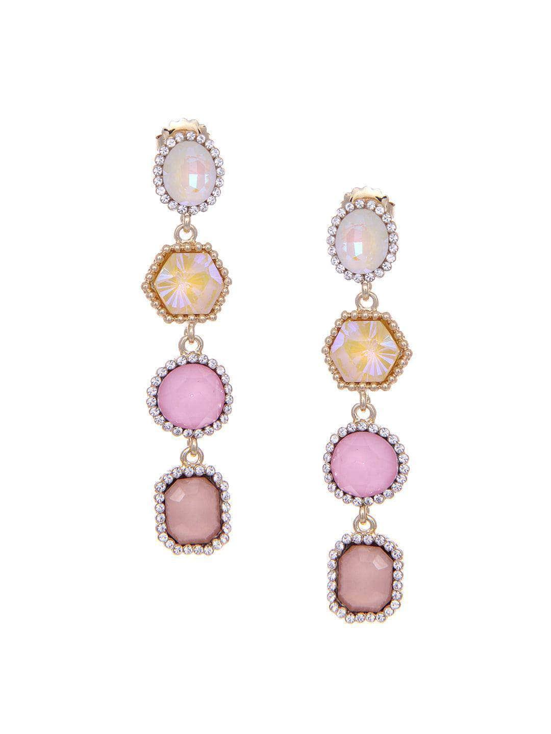 Ishhaara Sonakshi Sinha In Geometric 4 Tiered Earrings Pink