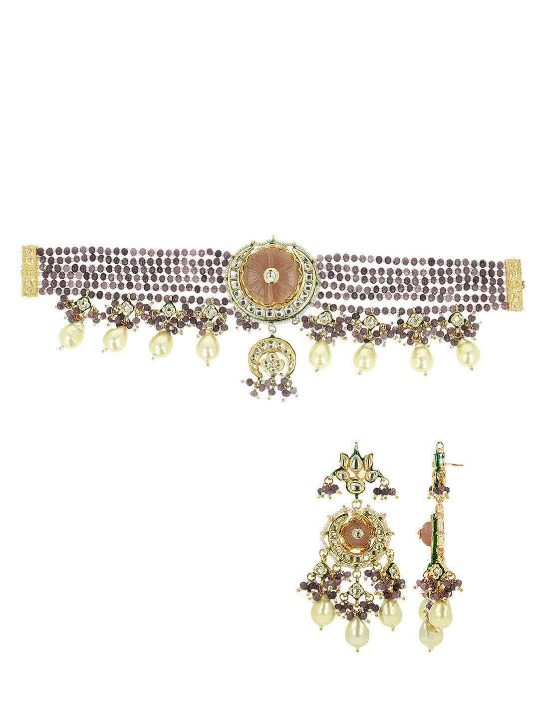 Ishhaara Sonal Chauhan In Center Flower Round Shaped Choker Necklace Set