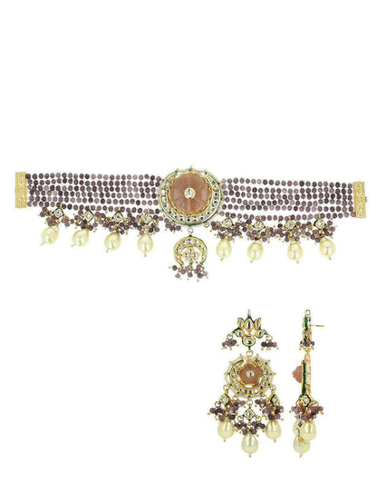 Ishhaara Sonal Chauhan In Center Flower Round Shaped Choker Necklace Set
