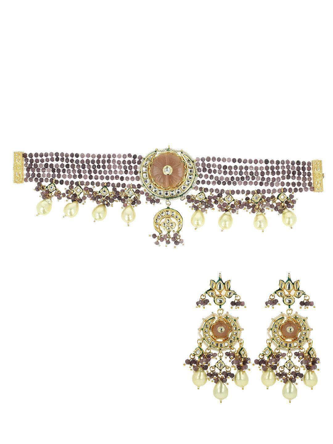 Ishhaara Sonal Chauhan In Center Flower Round Shaped Choker Necklace Set