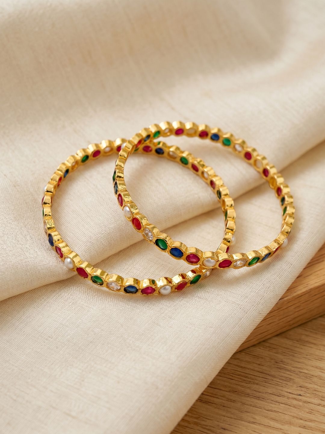 Ishhaara South Indian Style Navarathna Stone Bangles