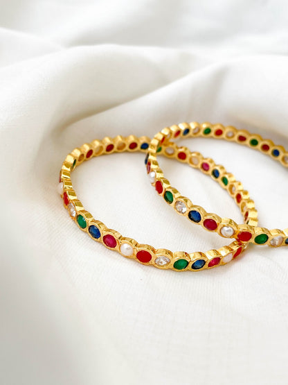 Ishhaara South Indian Style Navarathna Stone Bangles