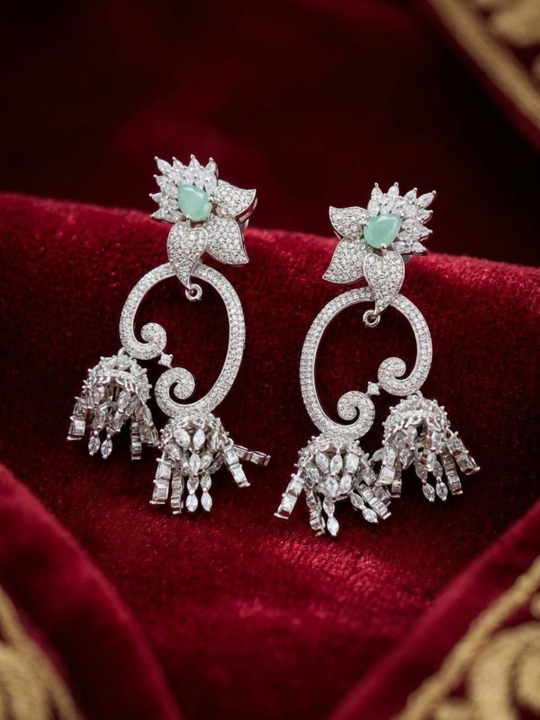 Ishhaara Sparkling American Diamond Dangle Earrings