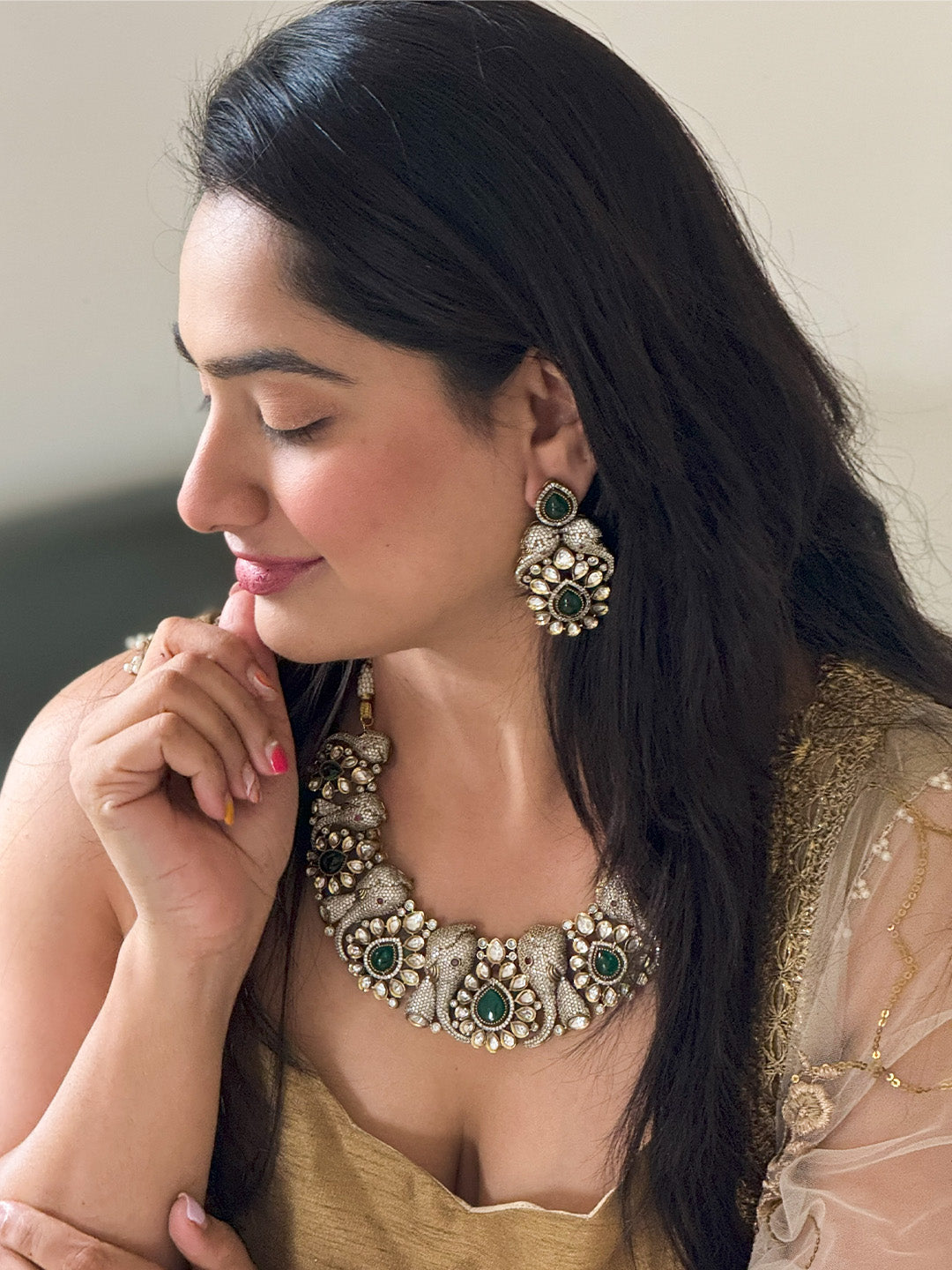 Ishhaara Sparkling Hathi Necklace