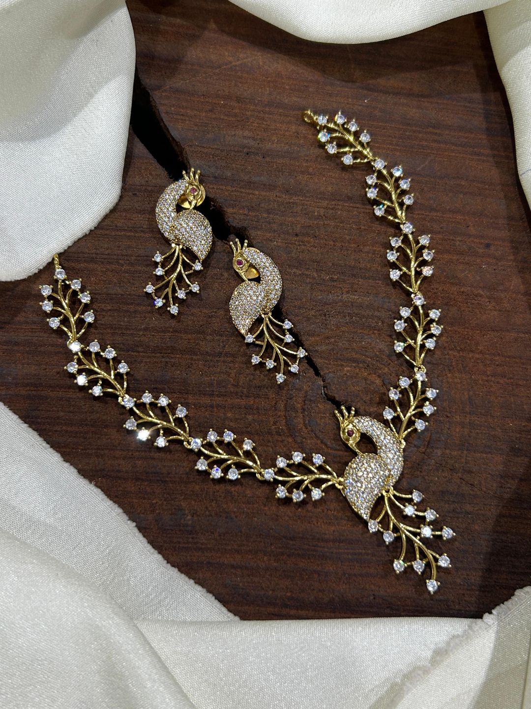 Ishhaara Sparkling Peacock Necklace Set