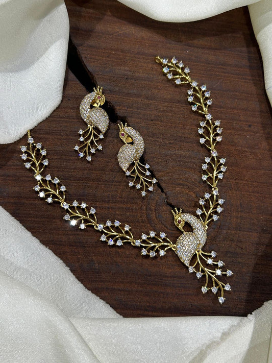 Ishhaara Sparkling Peacock Necklace Set