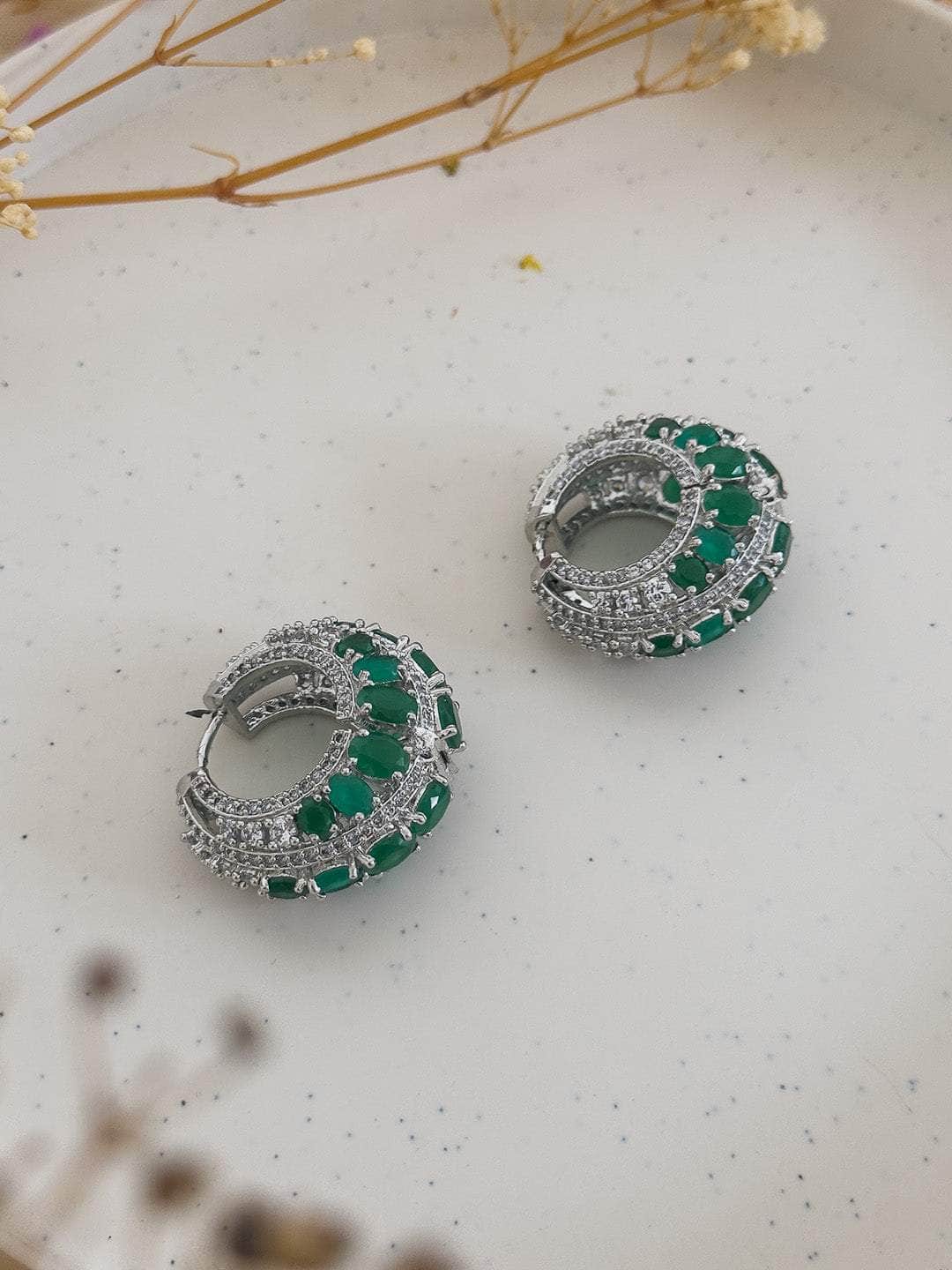 Ishhaara Spikey Emerald Cocktail Earring