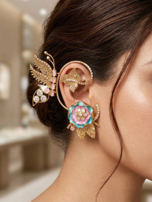 Ishhaara Spring Floral Cuff Earrings