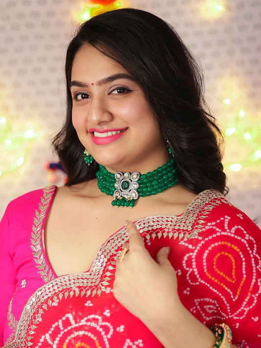 Ishhaara Square Pendant Beads Necklace