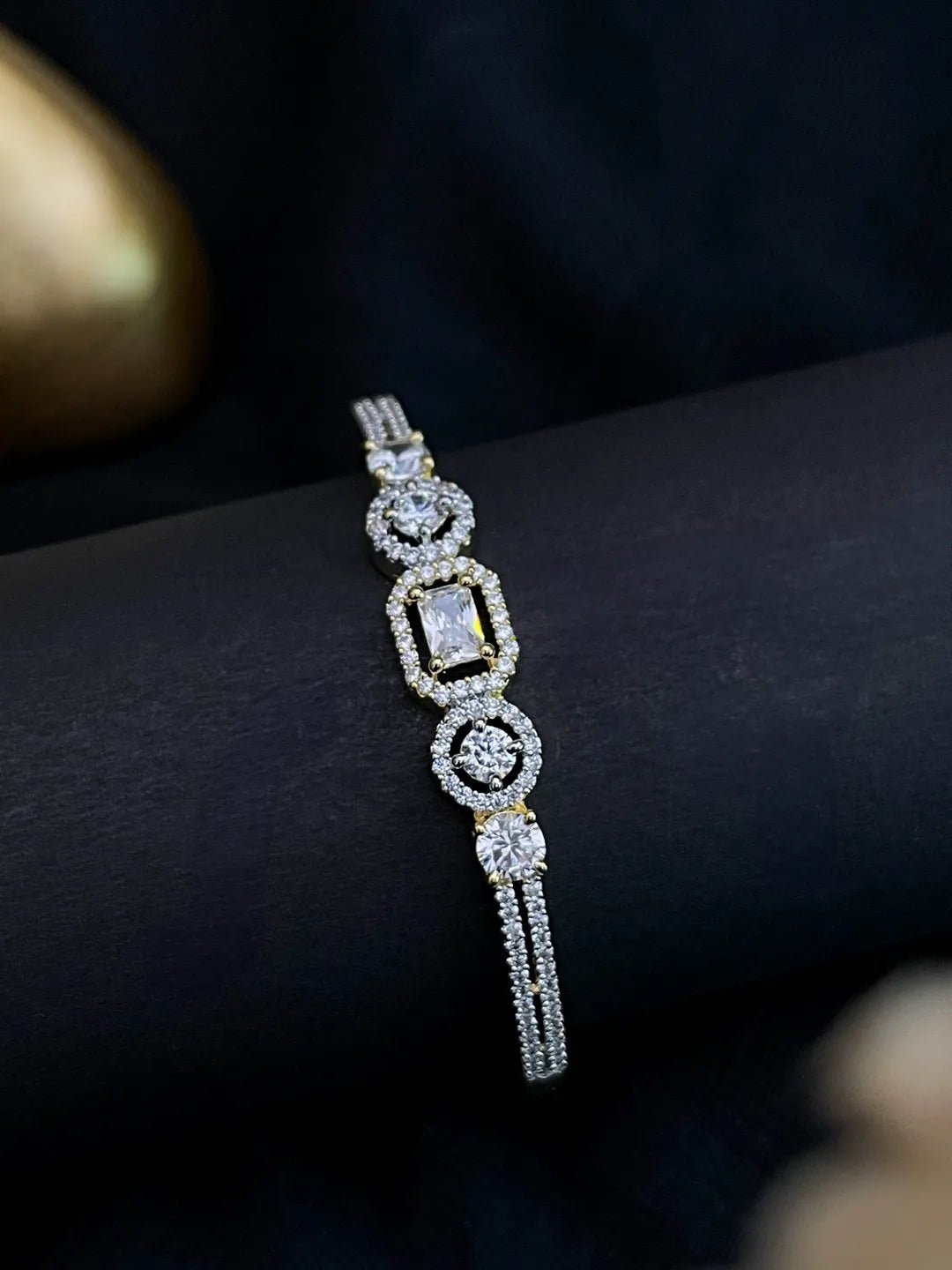 Ishhaara Square Shaped American Diamond Studded Bracelet