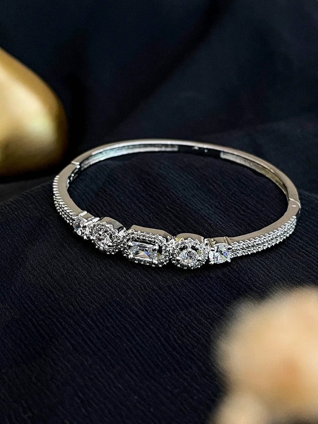 Ishhaara Square Shaped American Diamond Studded Bracelet