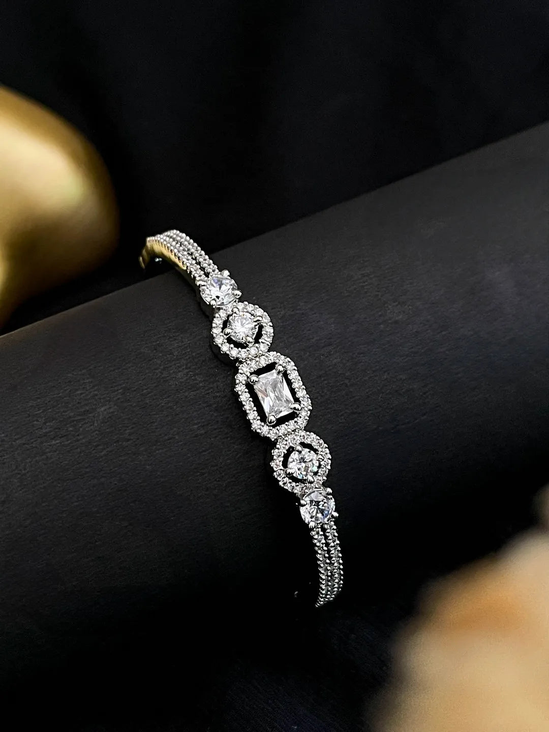 Ishhaara Square Shaped American Diamond Studded Bracelet