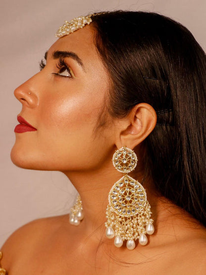 Ishhaara Sreenithi In Kundan Chandbali And Pearls Earrings