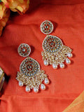 Ishhaara Sreenithi In Kundan Chandbali And Pearls Earrings
