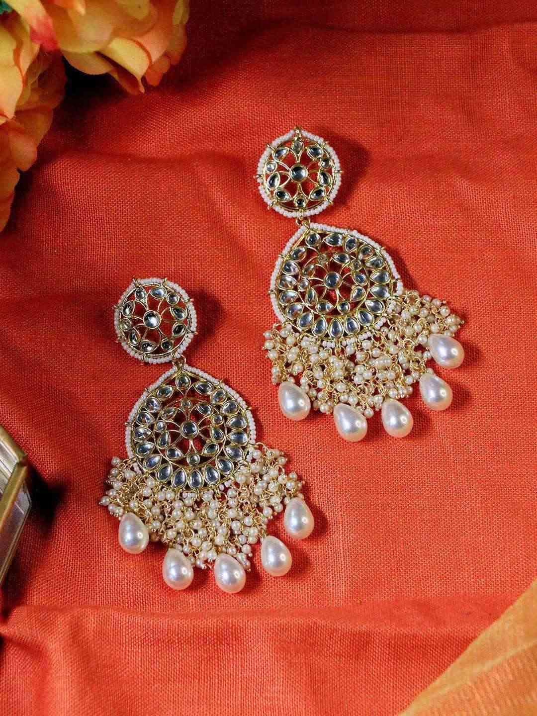Ishhaara Sreenithi In Kundan Chandbali And Pearls Earrings
