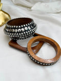 Ishhaara Stack Of 3 Embossed Wooden Bangle