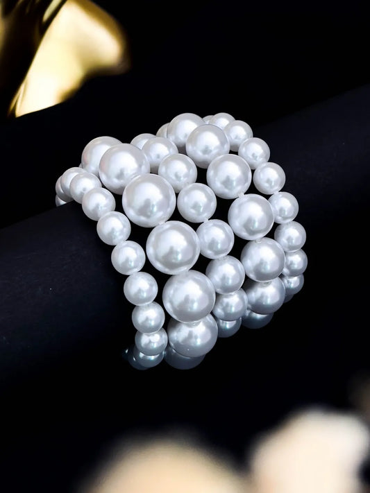 Ishhaara Stack Of Five Pearl Bracelet