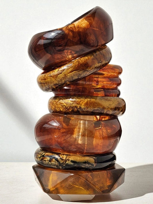 Ishhaara Stack Of Rooted Resin Bracelet