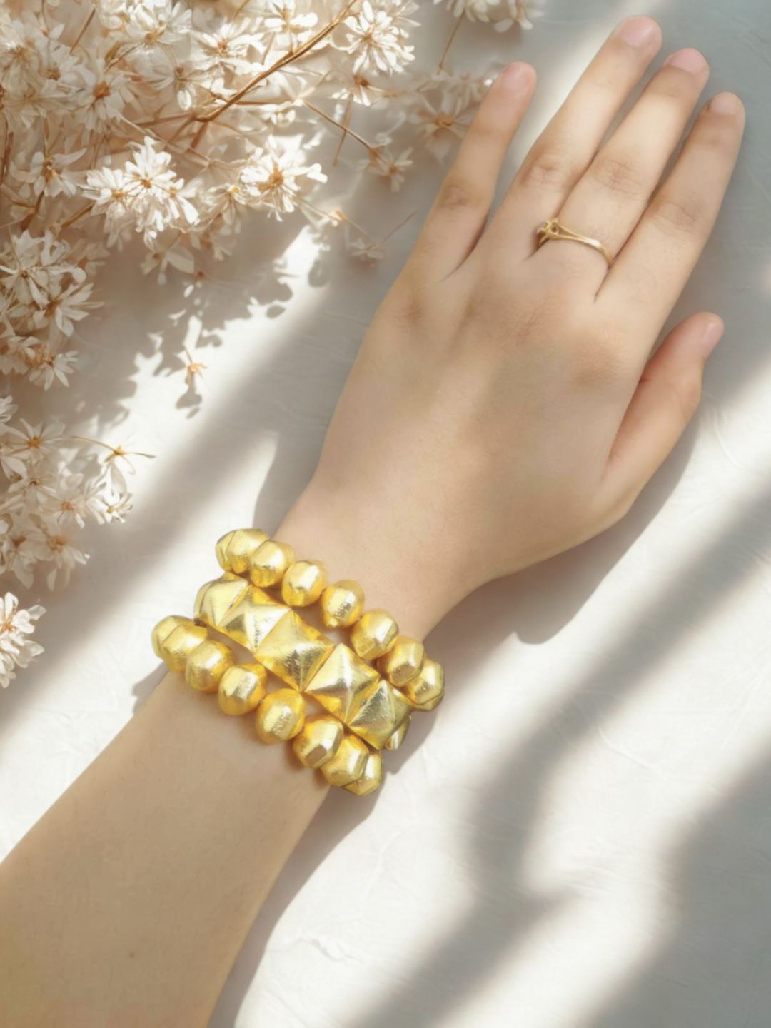 Ishhaara Stainless Steal Stack Of Three Bracelets