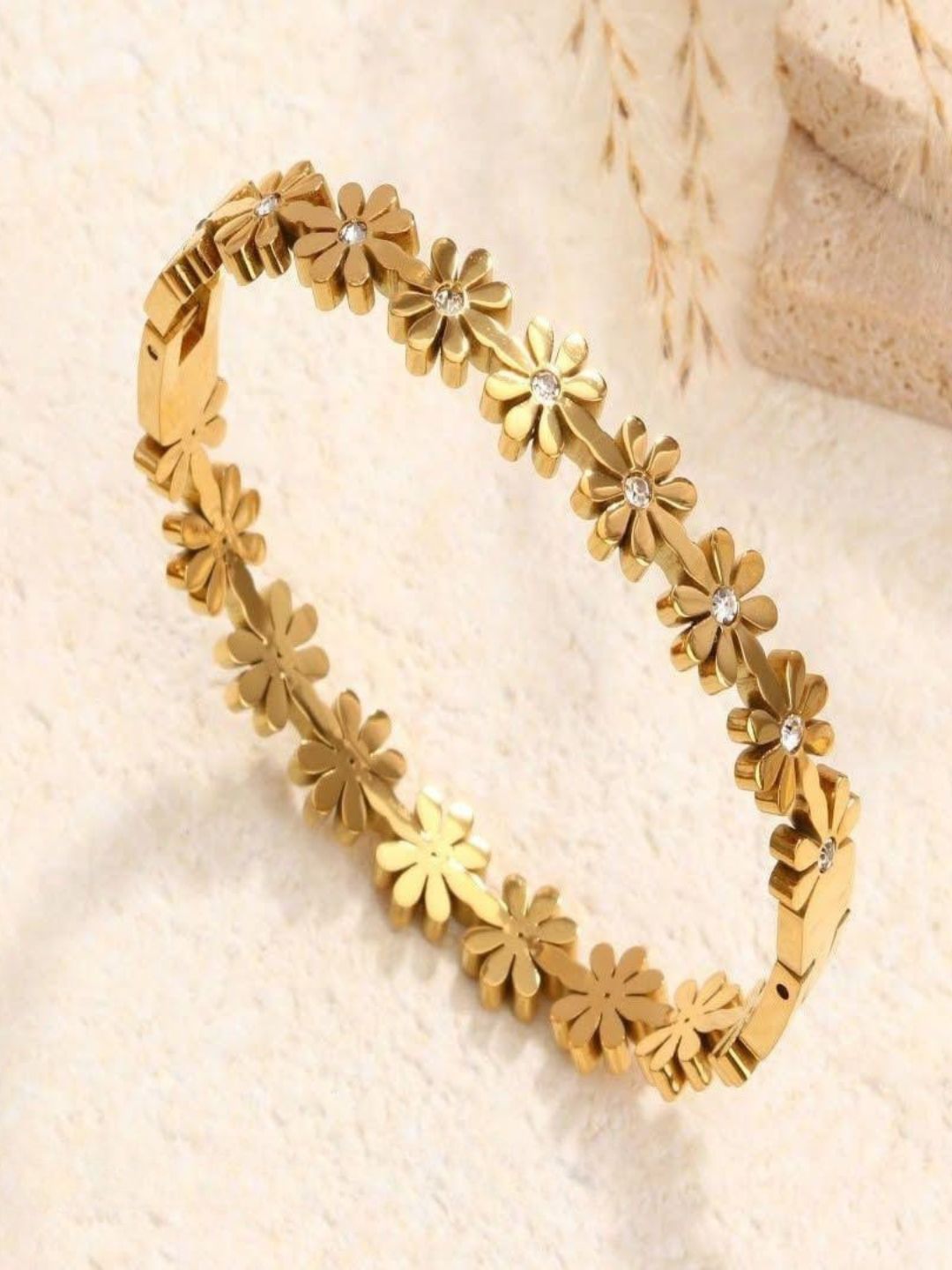 Ishhaara Stainless Steel Flower Bangle