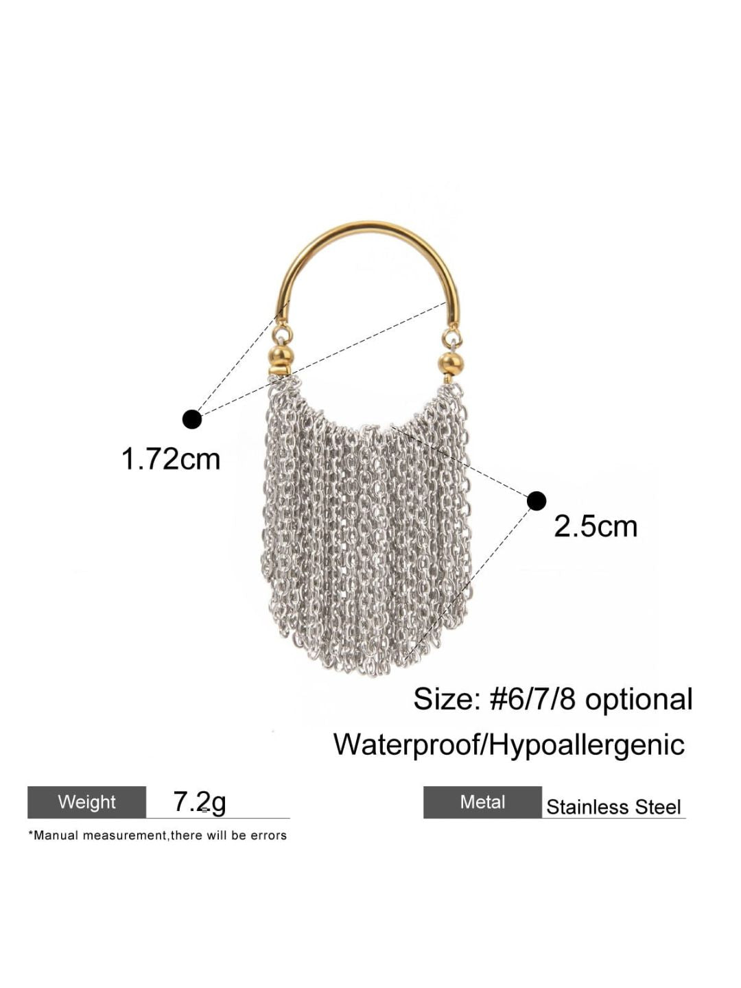 Ishhaara Stainless Steel Metallic Chain Tassel Ring