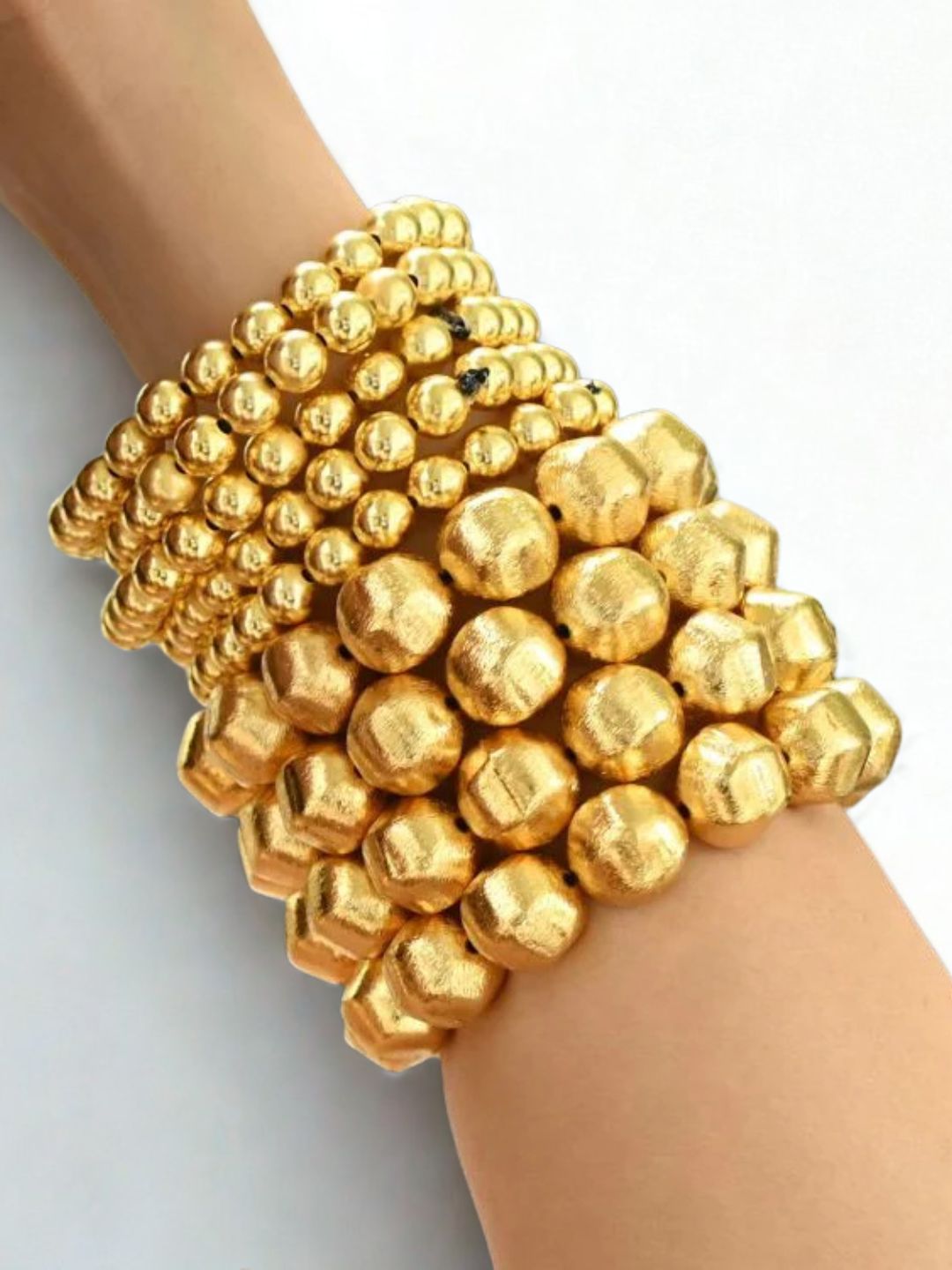 Ishhaara Stainless Steel Stack Of Nine Bracelets