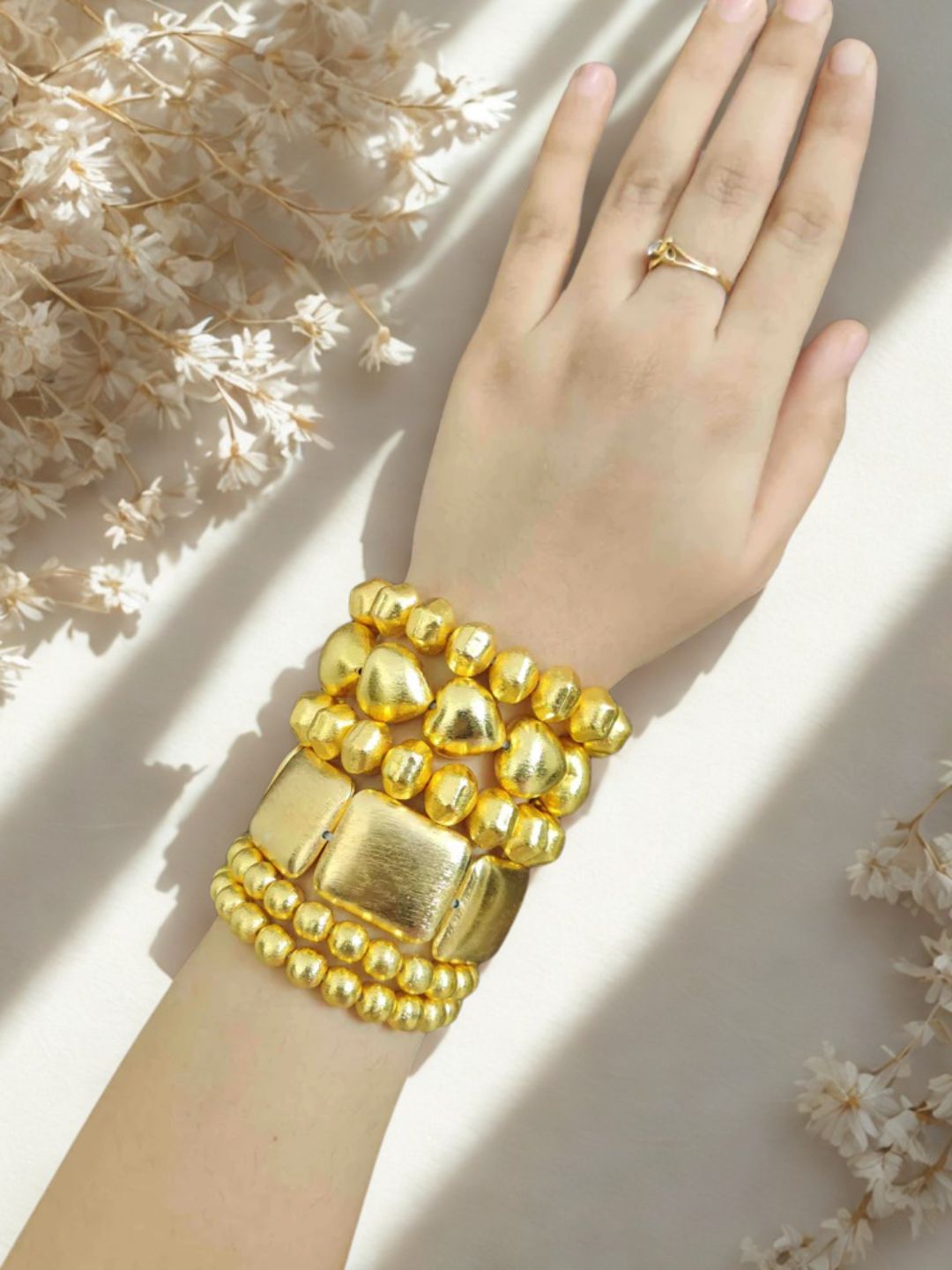 Ishhaara Stainless Steel Stack Of Six Bracelets