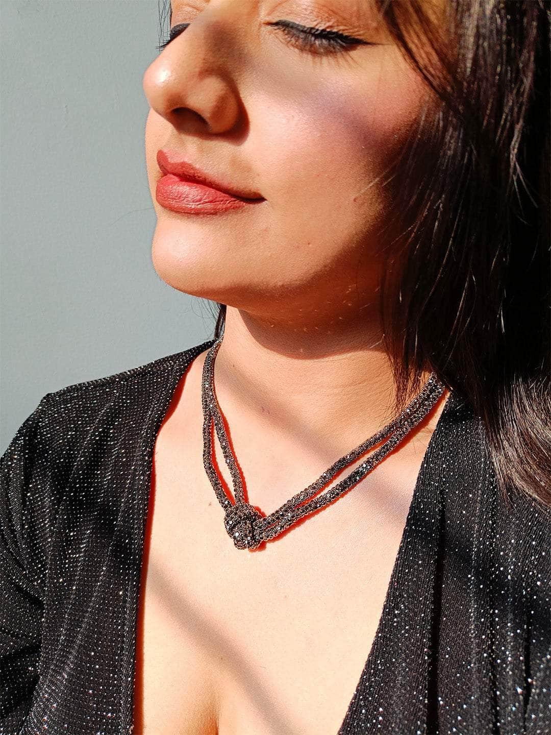 Ishhaara Stardust Black Knotted Necklace