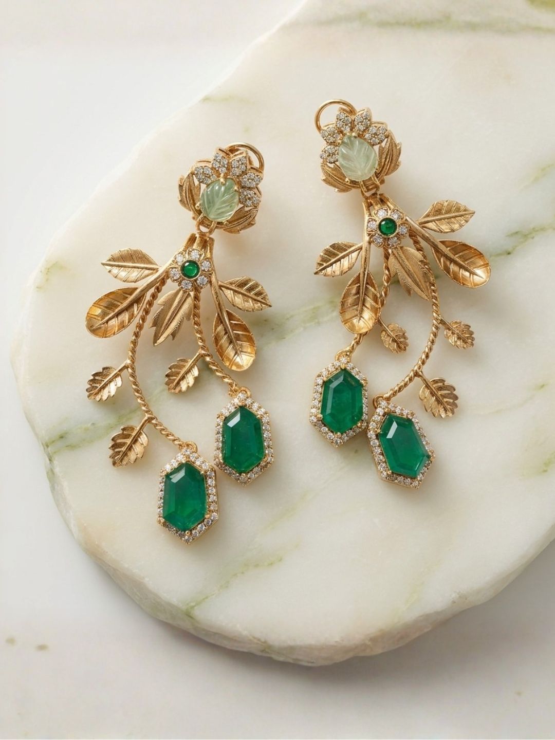 Ishhaara Statement Chandelier Stone Earrings