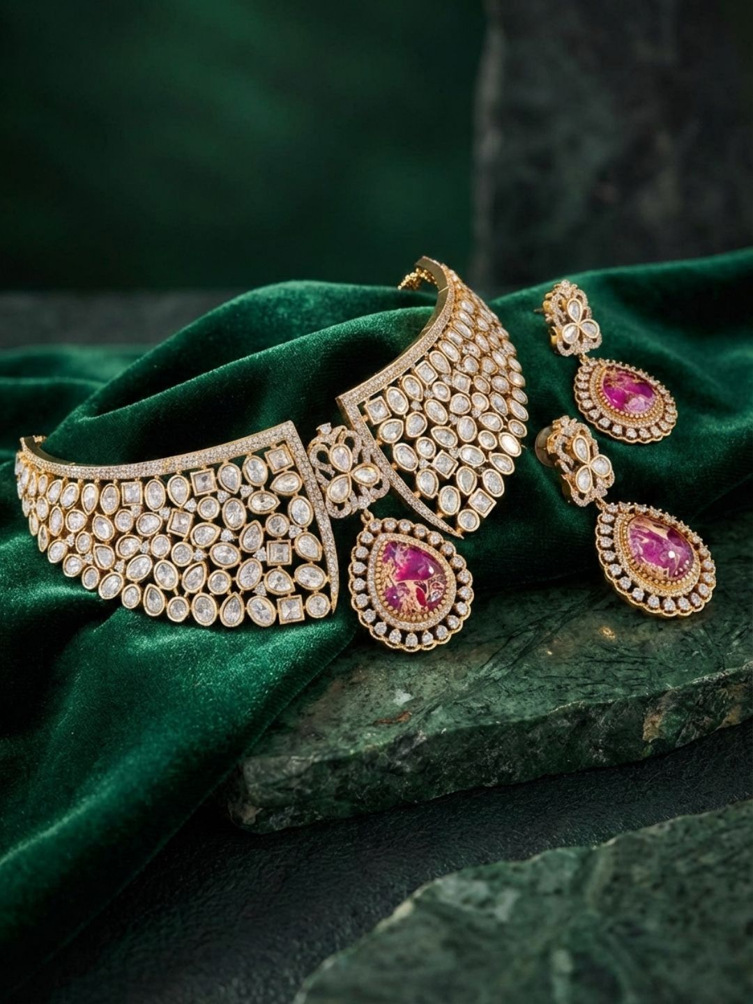 Ishhaara Statement Gold Polki Necklace