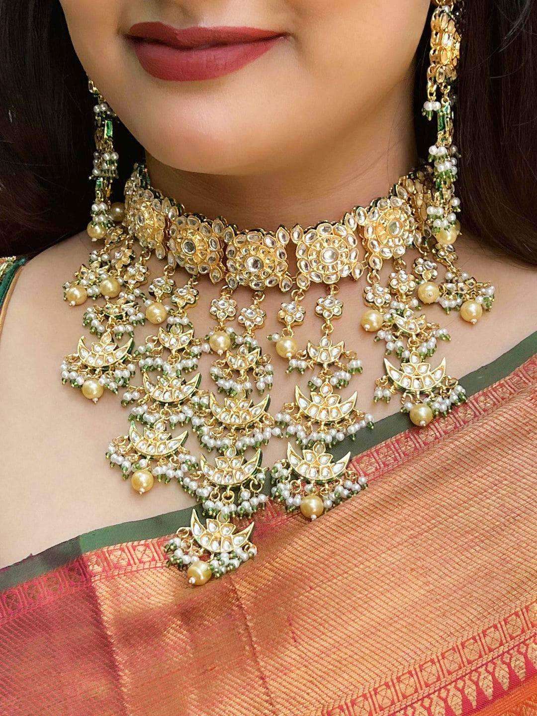 Ishhaara Statement Kundan Green Drops Choker