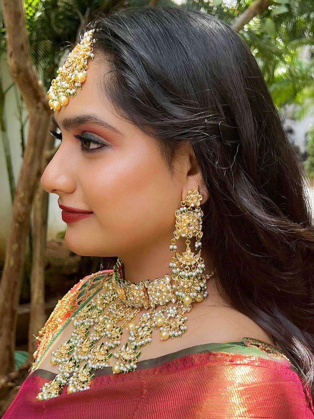 Ishhaara Statement Kundan Green Drops Choker