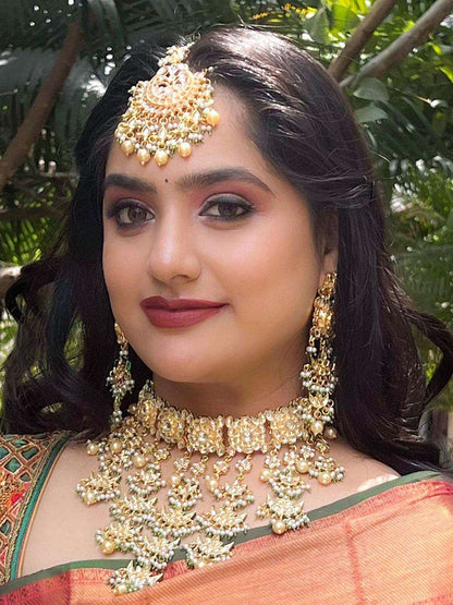 Ishhaara Statement Kundan Green Drops Choker