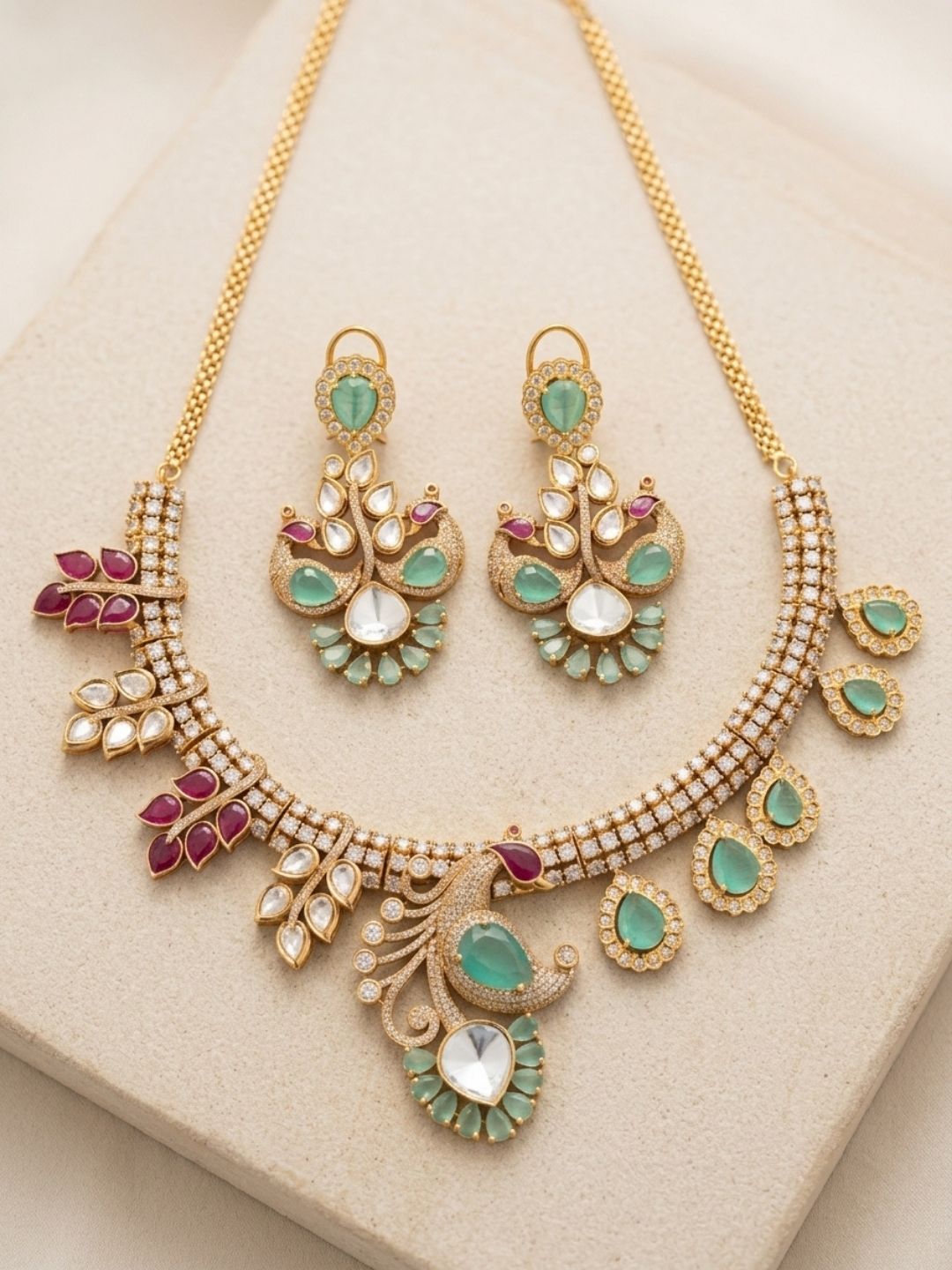 Ishhaara Statement Mint Green Choker Necklace