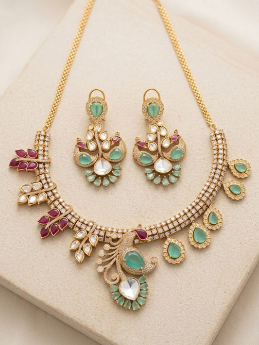 Ishhaara Statement Mint Green Choker Necklace