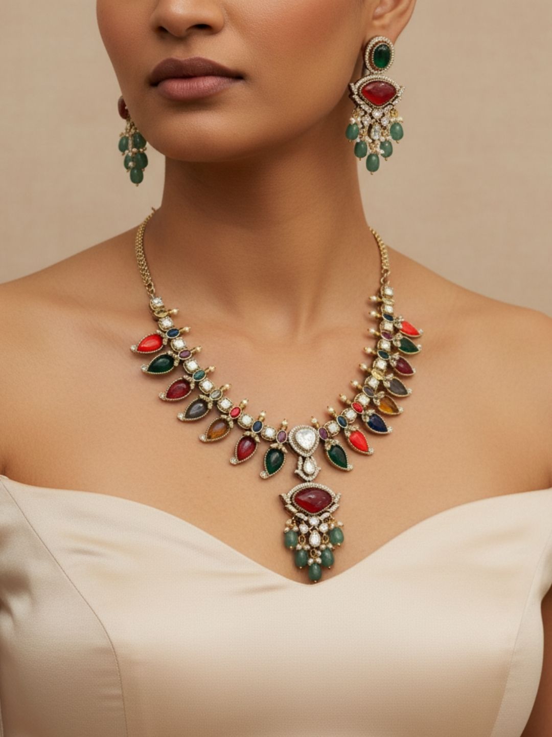Ishhaara Statement Multicolor Stone Necklace