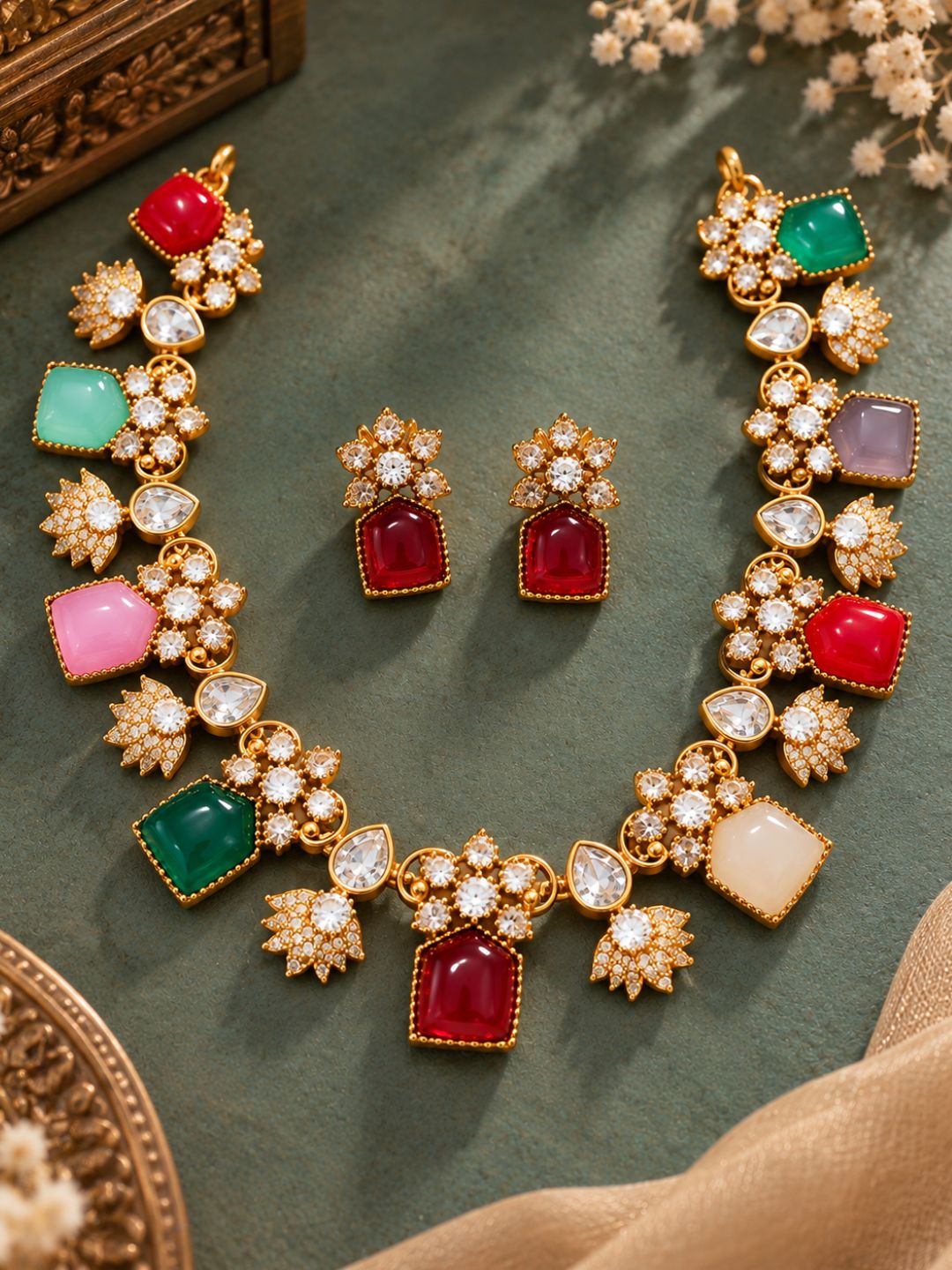 Ishhaara Statement Navaratan Choker Necklace